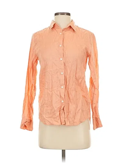 Pre-owned Uniqlo Long Sleeve Button Down Shirt In Orange