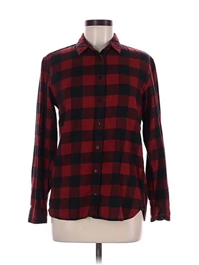 Pre-owned Uniqlo Long Sleeve Button Down Shirt In Red