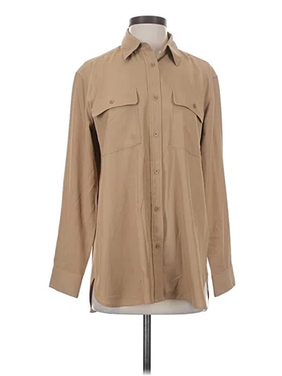 Pre-owned Uniqlo Long Sleeve Button Down Shirt In Tan