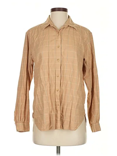 Pre-owned Uniqlo Long Sleeve Button Down Shirt In Tan