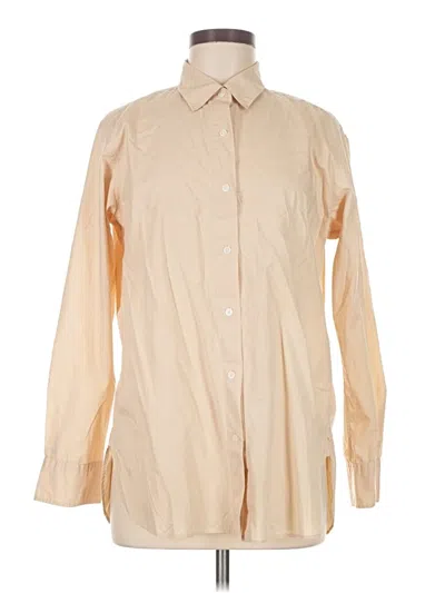 Pre-owned Uniqlo Long Sleeve Button Down Shirt In Tan