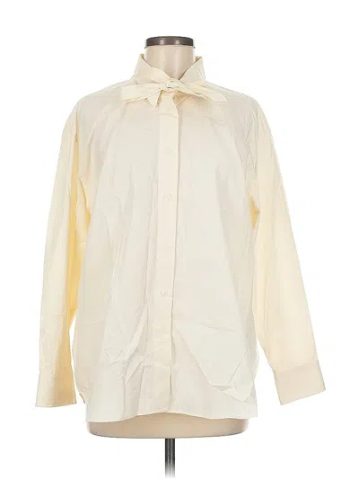Pre-owned Uniqlo Long Sleeve Button Down Shirt In White