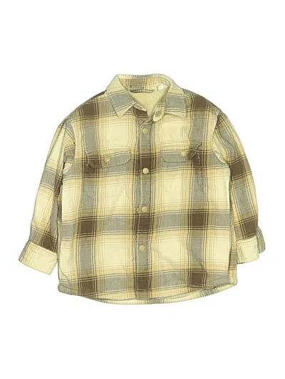 Pre-owned Uniqlo Kids' Long Sleeve Button Down Shirt In Yellow