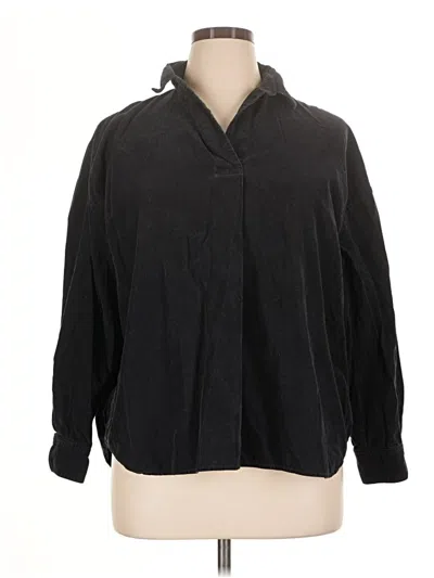 Pre-owned Uniqlo Long Sleeve Polo Shirt In Black