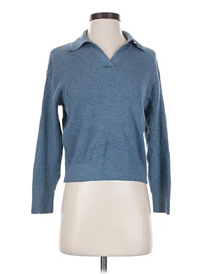 Pre-owned Uniqlo Long Sleeve Polo Shirt In Blue