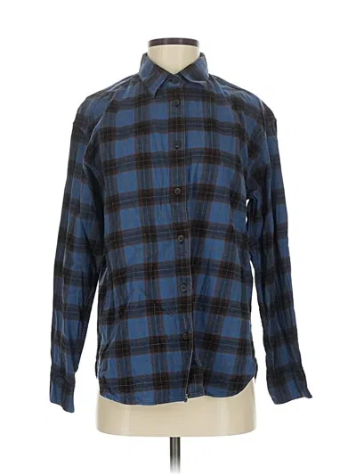 Pre-owned Uniqlo Long Sleeve Polo Shirt In Blue