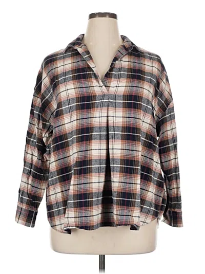 Pre-owned Uniqlo Long Sleeve Polo Shirt In Brown
