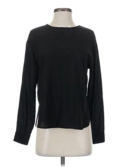 Pre-owned Uniqlo Long Sleeve Top Black Crew Neck Tops