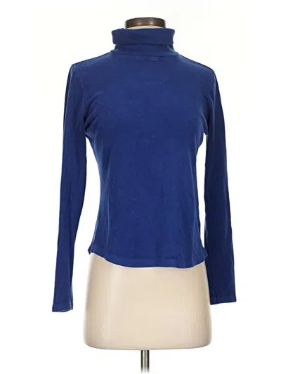 Pre-owned Uniqlo Long Sleeve Top Blue Turtleneck Tops