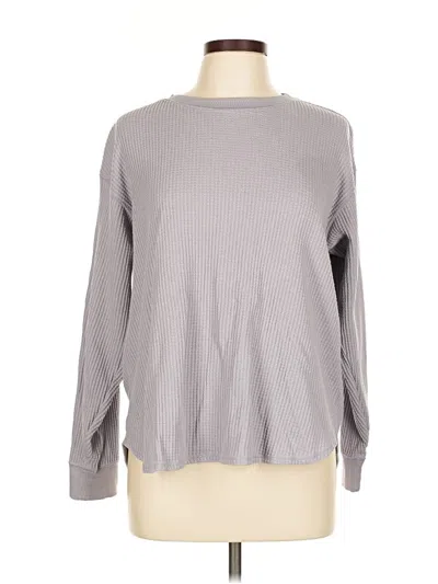 Pre-owned Uniqlo Long Sleeve Top Gray Crew Neck Tops