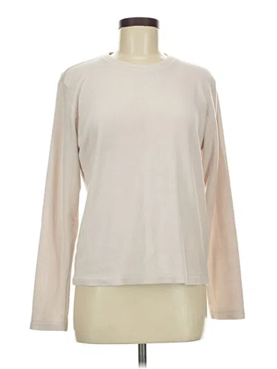 Pre-owned Uniqlo Long Sleeve Top Ivory Crew Neck Tops