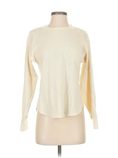 Pre-owned Uniqlo Long Sleeve Top Ivory Crew Neck Tops In White