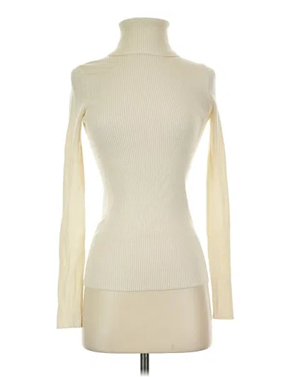 Pre-owned Uniqlo Long Sleeve Top Ivory Turtleneck Tops