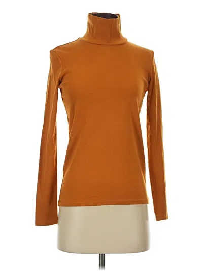 Pre-owned Uniqlo Long Sleeve Top Orange Turtleneck Tops