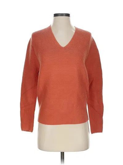 Pre-owned Uniqlo Long Sleeve Top Orange V Neck Tops