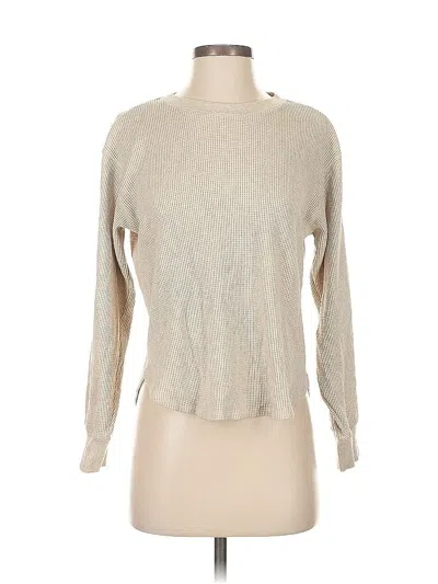 Pre-owned Uniqlo Long Sleeve Top Tan Boatneck Tops In Brown