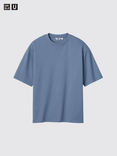 Uniqlo Men's Airism Cotton Oversized T-shirt, Blue, Xl