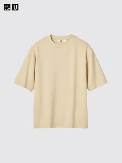 Uniqlo Men's Airism Cotton Oversized T-shirt, Yellow, 3xl In Brown