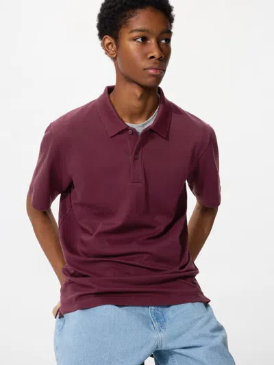 Uniqlo Men's Airism Cotton Pique Polo Shirt, Wine, 3xl In Multi