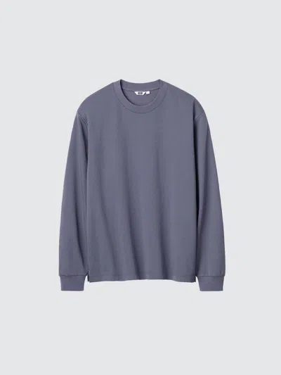Uniqlo Men's Airism Cotton T-shirt Long Sleeve, Blue, 3xl