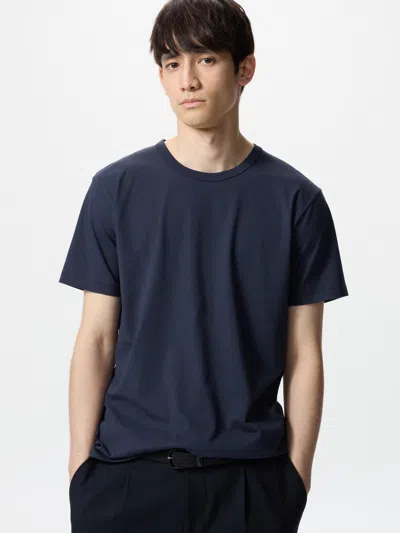 Uniqlo Airism Cotton T-shirt 'navy' In Blue