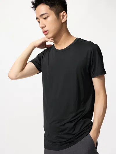 Uniqlo Men's Airism Crew Neck T-shirt With Odor Control Black 3xl  Us