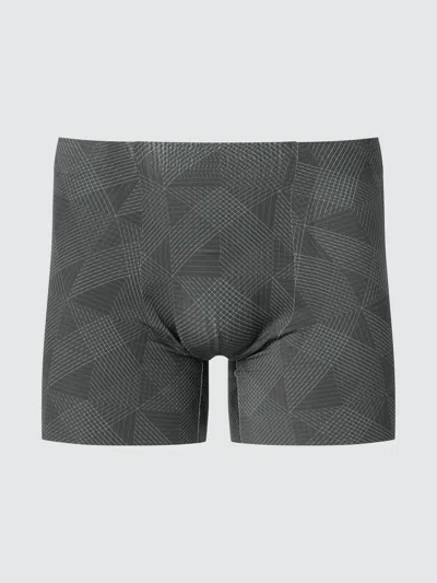 Uniqlo Men's Airism Seamless Boxer Briefs Printed, Black, Small