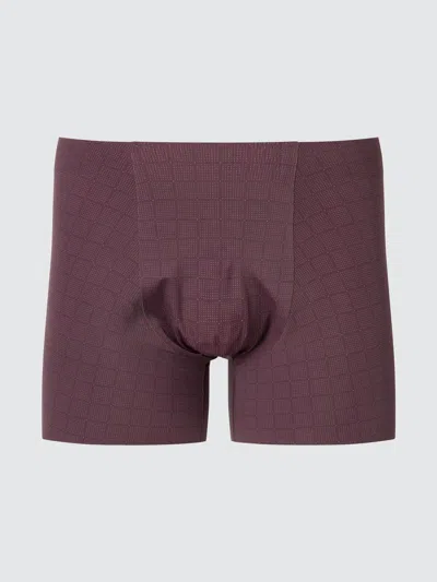 Uniqlo Men's Airism Ultra Seamless Boxer Briefs Print, Wine, Small In Purple