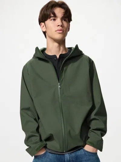Uniqlo Men's Blocktech Parka, Olive, 3xl In Green