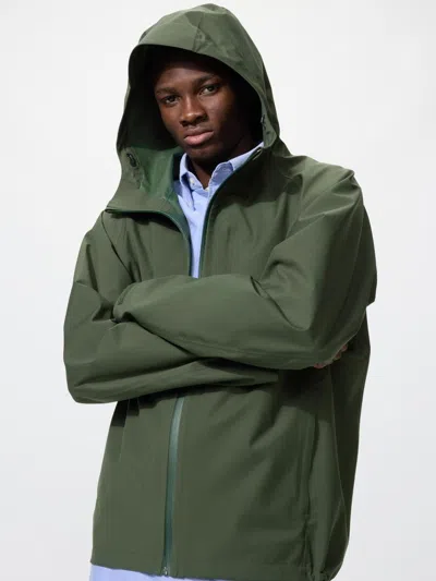 Uniqlo Men's Blocktech Parka With Water-repellent, Olive, Xs