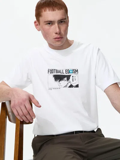 Uniqlo Men's Blue Lock Ut Graphic T-shirt, White, 3xl