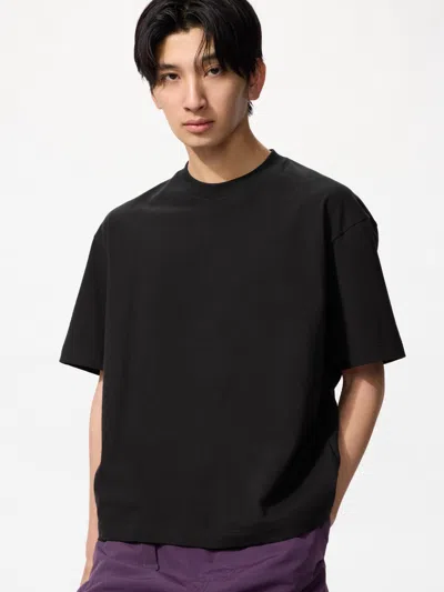 Uniqlo Men's Boxy Cropped T-shirt, Black, 3xl