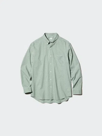 Uniqlo Kids' Men's Broadcloth Shirt Button Down Checked, Green, 3xl