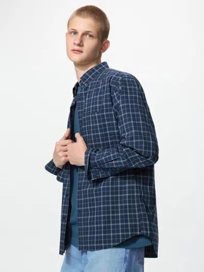 Uniqlo Men's Broadcloth Shirt Check, Navy, Xs