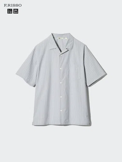 Uniqlo Men's Broadcloth Shirt Short Sleeve, Gray, Large In Gold