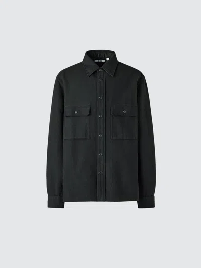 Uniqlo Men's Brushed Cotton Shirt, Black, 2xs, 100% Cotton