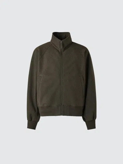 Uniqlo Men's Brushed Full-zip Blouson Jacket, Dark Brown, 2xs