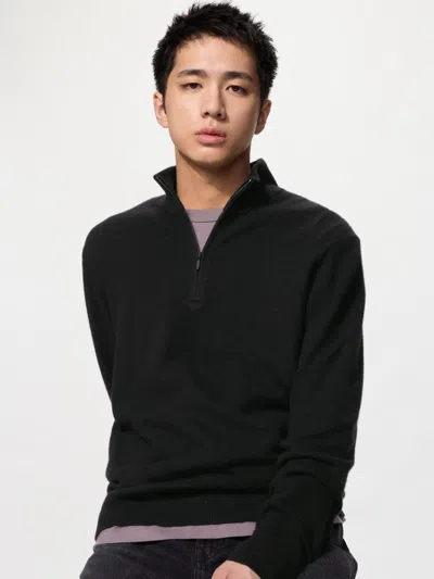 Uniqlo Men's Cashmere Quarter-zip Sweater, Black, Xs In Multi