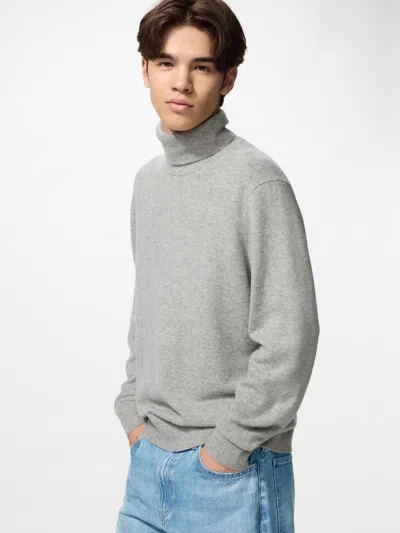 Uniqlo Men's Cashmere Turtleneck Sweater, Gray, Xs