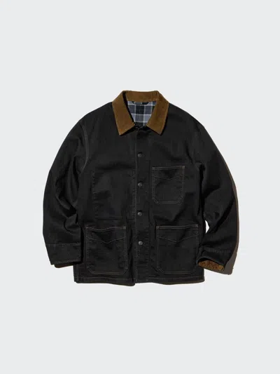 Uniqlo Men's Coverall Denim, Black, 3xl