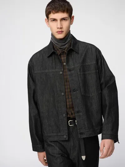 Uniqlo Men's Denim Trucker Jacket, Black, 2xs