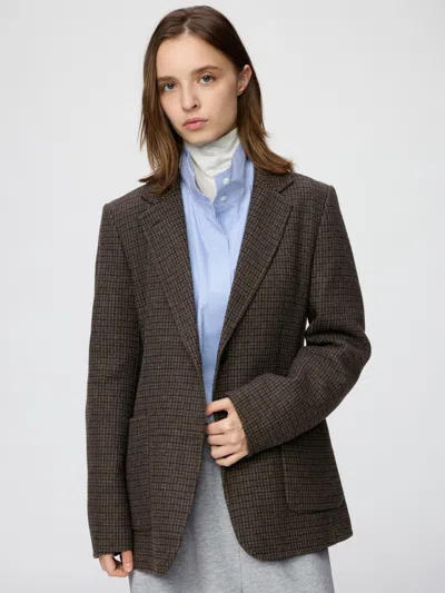 Uniqlo Men's Double Face Tailored Jacket Check, Dark Brown, 2xs