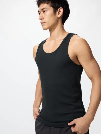Uniqlo Men's Dry Color Ribbed Tank Top Black Large  Us