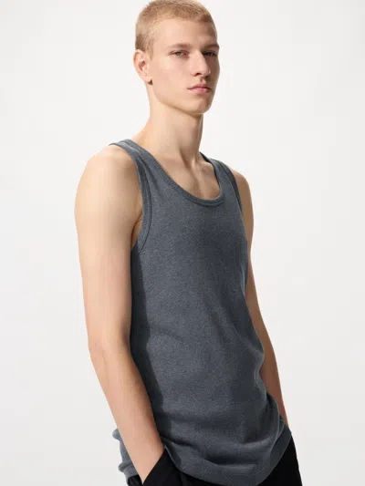 Uniqlo Men's Dry Color Ribbed Tank Top Dark Gray 3xl  Us