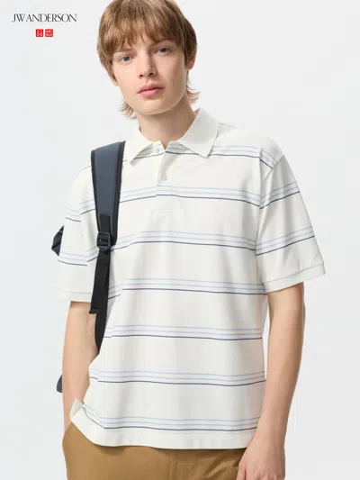 Uniqlo Men's Dry Pique Striped Polo Shirt Multi With Quick-drying, Off White, Xs