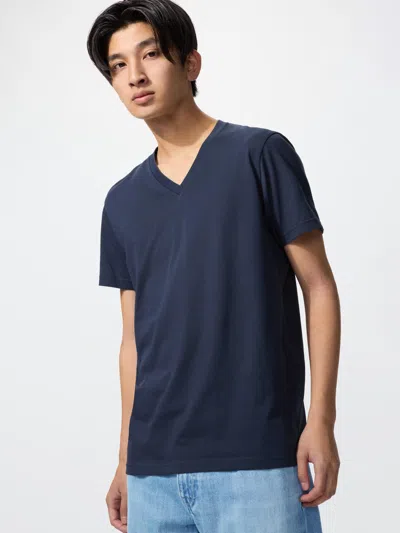 Uniqlo Men's Dry V-neck T-shirt Navy 3xl  Us In Blue