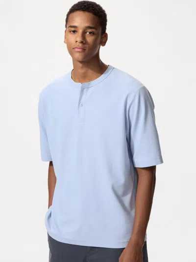 Uniqlo Men's Dry Waffle Henley T-shirt Blue 3xl  Us