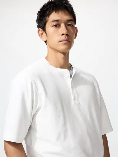Uniqlo Men's Dry Waffle Henley T-shirt White Xs  Us