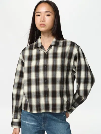 Uniqlo Men's Flannel Boxy Shirt Check, Natural, 2xs In Neutral