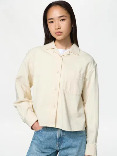 Uniqlo Men's Flannel Boxy Shirt, Natural, 2xs In Neutral